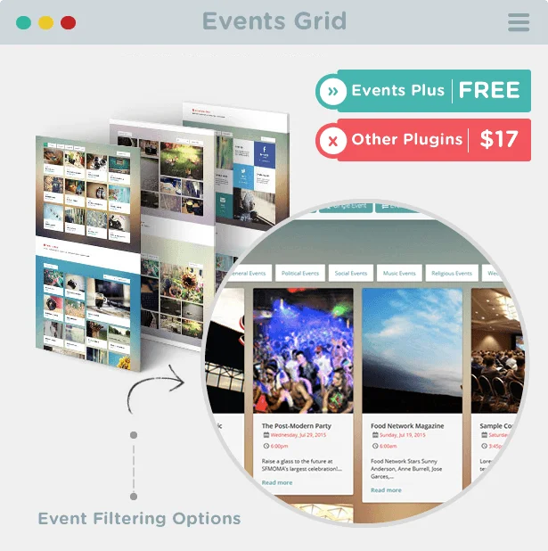 wordpress events grid